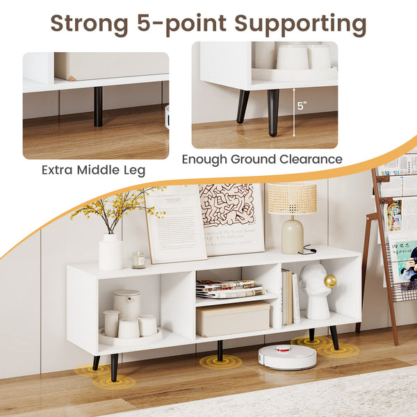 47.5-inch TV stand for 55-inch TV with compartments and metal legs - White