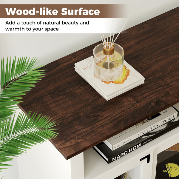 TV stand with LED lights and remote control - White