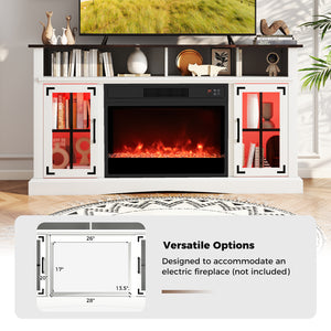 TV stand with LED lights and remote control - White