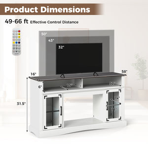 TV stand with LED lights and remote control - White