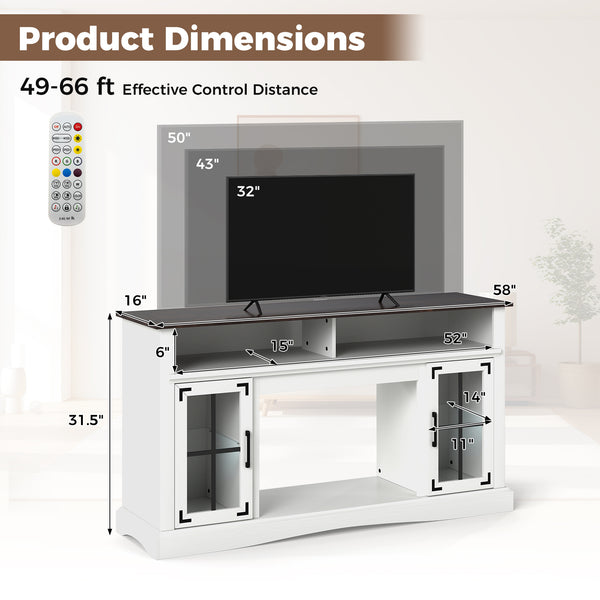 TV stand with LED lights and remote control - Black