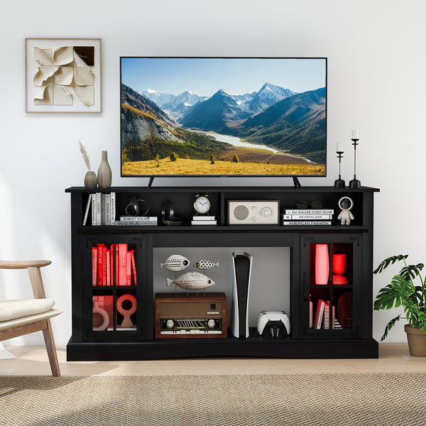TV stand with LED lights and remote control - Black