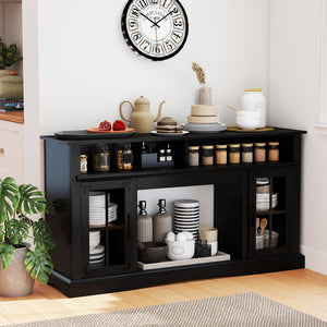 TV stand with LED lights and remote control - Black
