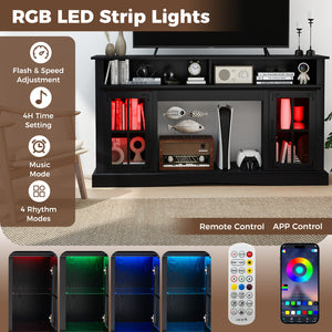 TV stand with LED lights and remote control - Black