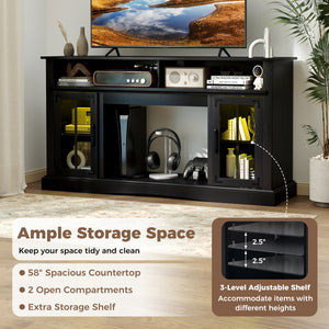 TV stand with LED lights and remote control - Black