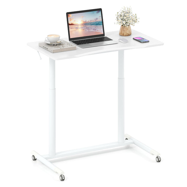 Height-adjustable computer desk, sit-stand rolling table