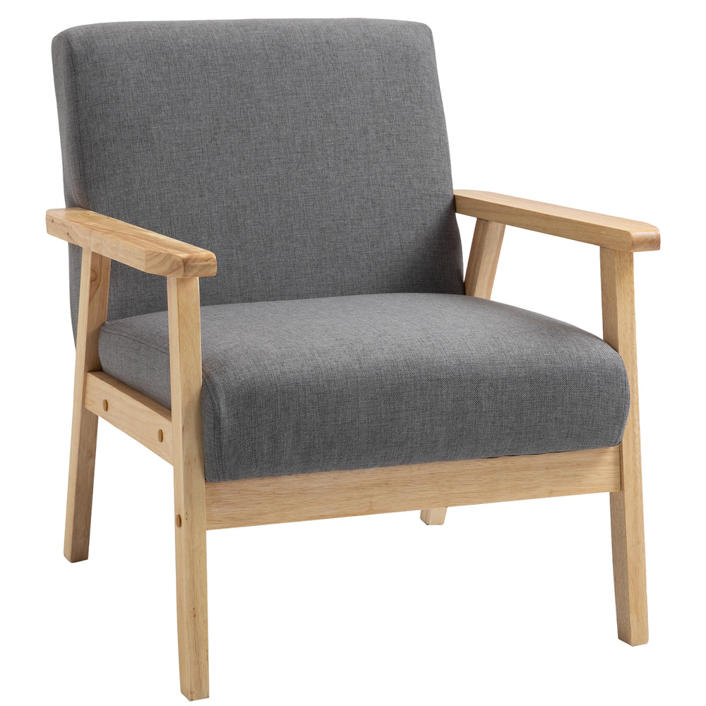 Minimalist accent chairs in thick linen with wide seat, gray