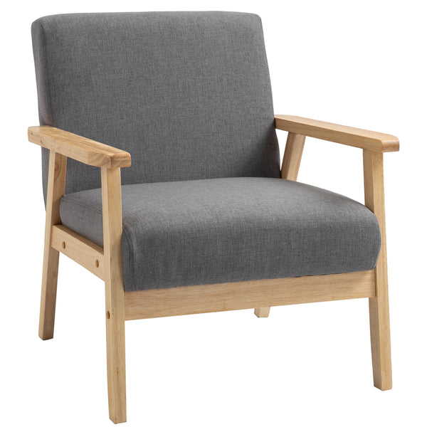 Minimalist accent chairs in thick linen with wide seat, gray