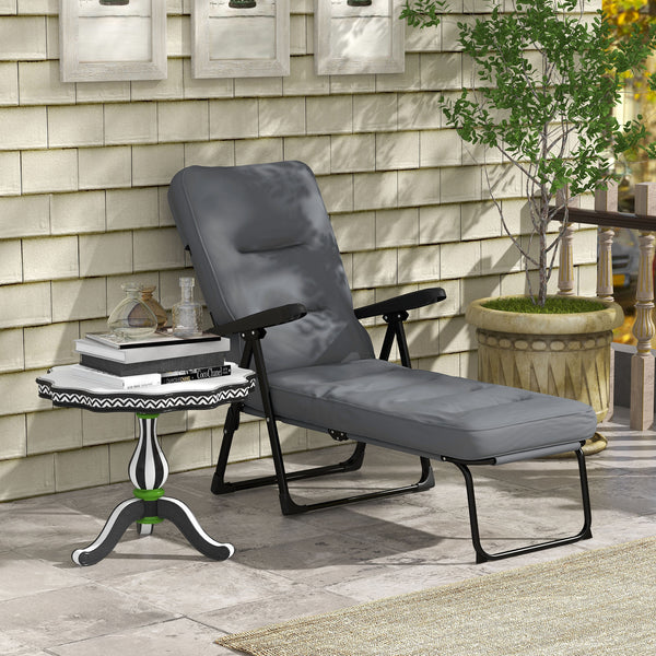 Garden armchair with padded cushion, light grey