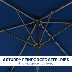 2 x 3m Rectangular Tilting Aluminum Garden Parasol with Crank, Navy Blue