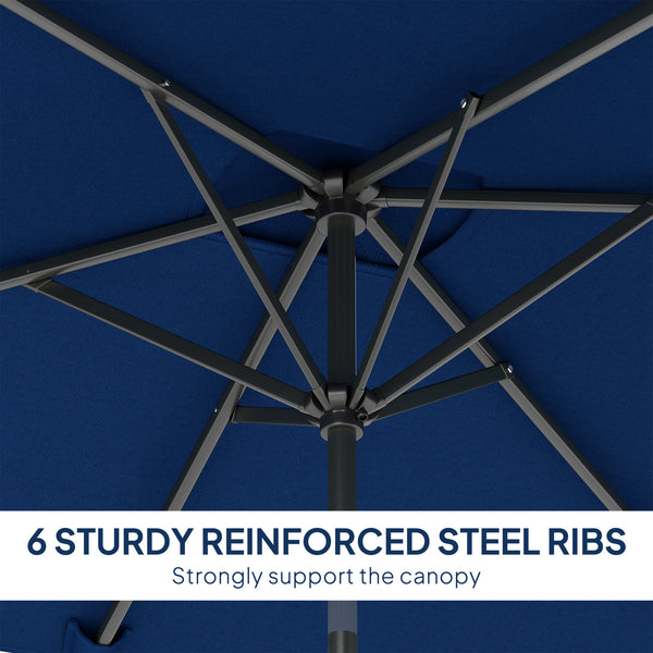 2 x 3m Rectangular Tilting Aluminum Garden Parasol with Crank, Navy Blue