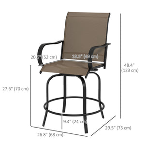 Set of 2 outdoor bar stools, brown