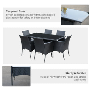 7 Piece Garden Dining Set with Padded Cushions, UV Resistant, for Conservatory, Garden and Patio, Grey