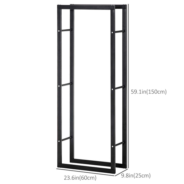 Outdoor log rack with handles and 100 kg load capacity, black