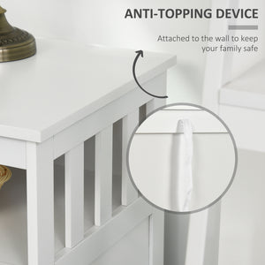 Wooden console table with open shelf and 2-tier cabinet, white