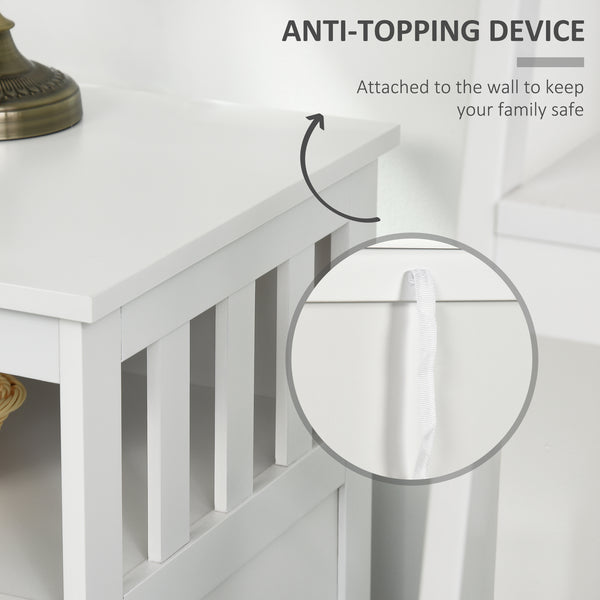Wooden console table with open shelf and 2-tier cabinet, white