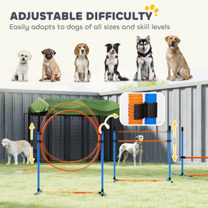 11-Piece Dog Agility Training Equipment Set, Pet Obstacle Course with 2 Tunnels, Adjustable Jumps, Orange Blue