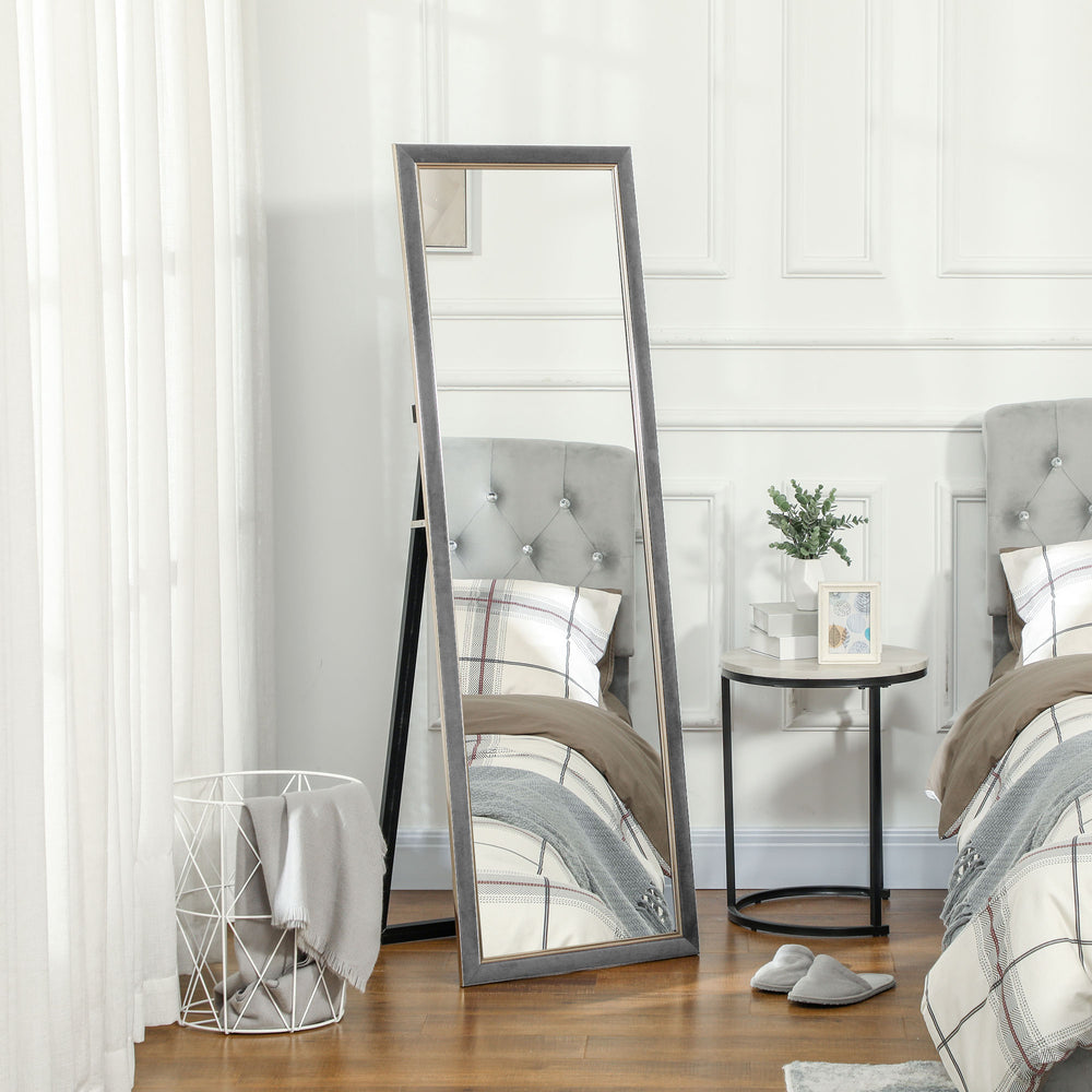 Full length framed standing mirror, grey