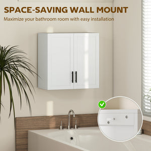 Bathroom wall cabinet with 2 doors and adjustable shelf, white