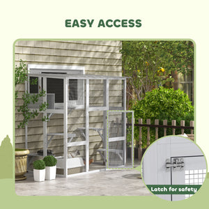 Outdoor Cat Enclosure with Weatherproof Roof, White