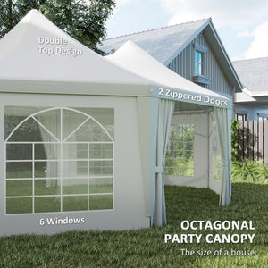 16' x 22' Wedding Event Party Tent High Peak Octagonal Outdoor Gazebo Canopy with Removable Walls White