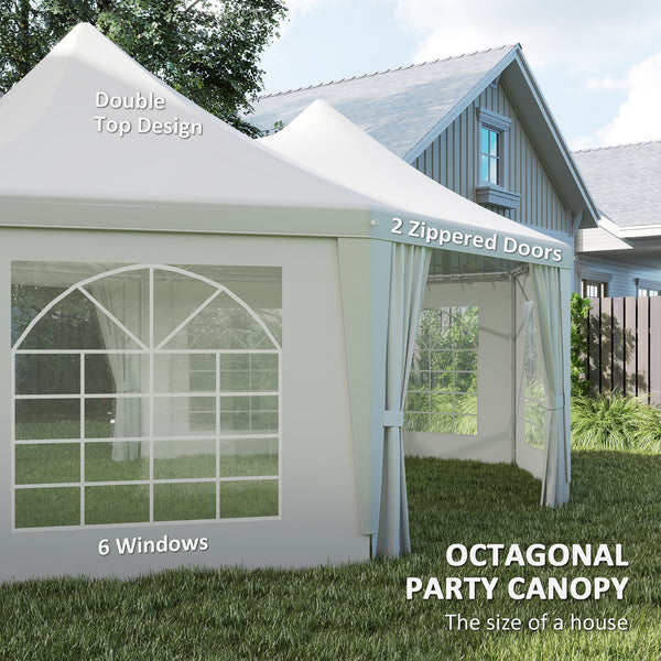 16' x 22' Wedding Event Party Tent High Peak Octagonal Outdoor Gazebo Canopy with Removable Walls White