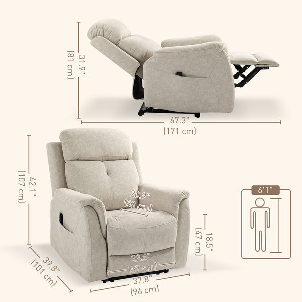 Manual recliner chair with vibration massage, beige