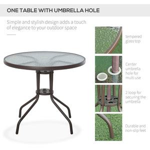 6-piece outdoor dining set for 4 people with parasol