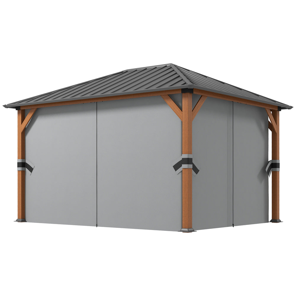 13x10 Hardtop Gazebo with Mesh Sidewalls and Curtains, Galvanized Steel Frame