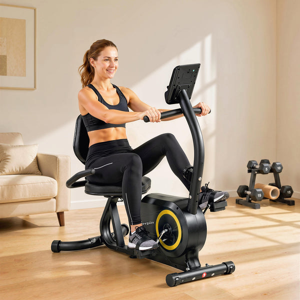 Bluetooth recumbent exercise bike, 8 resistance levels