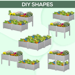 4-piece raised garden bed in PP, grey