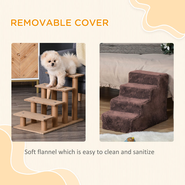 4-Step Dog Ramp with Removable Cover, Brown
