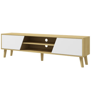 65-inch TV stand with soft-close door, oak and white