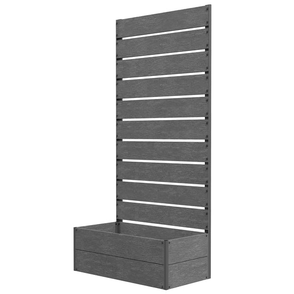 Raised planter with trellis for climbing plants, dark grey