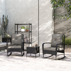 3-piece rattan bistro set with rocking chairs