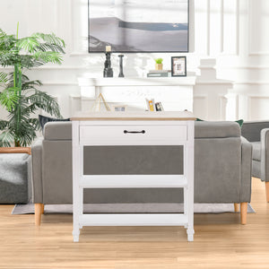 Narrow and modern entrance console with drawer and 2 shelves, white