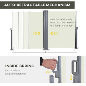 Double retractable outdoor privacy wall, cream white