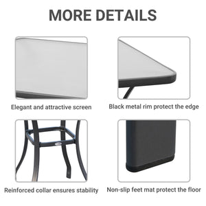 Square patio table with tempered glass top