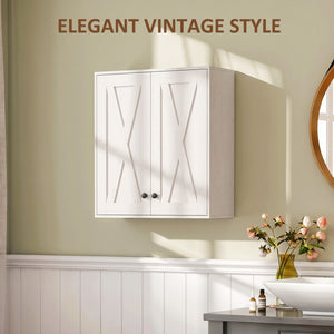 Bathroom wall cabinet with 2 doors and adjustable shelves, white