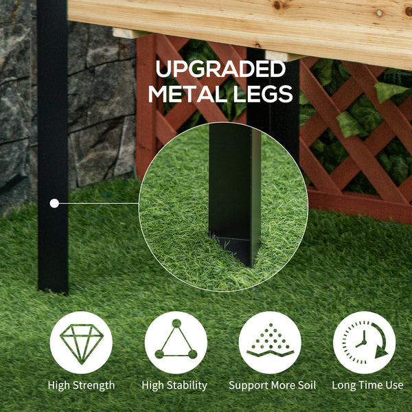Raised wooden planter with metal legs