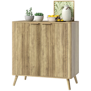 Modern Sideboard with 2 Fluted Doors and Adjustable Shelf for Kitchen and Living Room, Natural