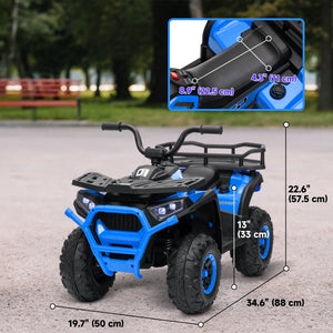 Kids ATV, 12V Battery Powered Electric Toy with Spring Suspension, Storage Basket, High &amp; Low Speed, Blue