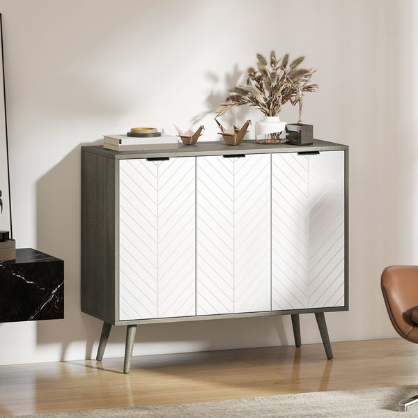 Modern sideboard with adjustable shelves and 3 doors, grey