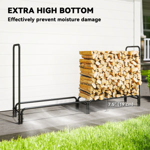 Adjustable firewood rack with waterproof cover and 440 lb capacity – Dark green and black