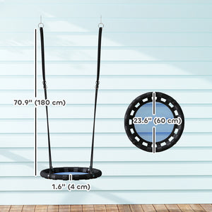 Children's swing with adjustable suspension ropes, blue