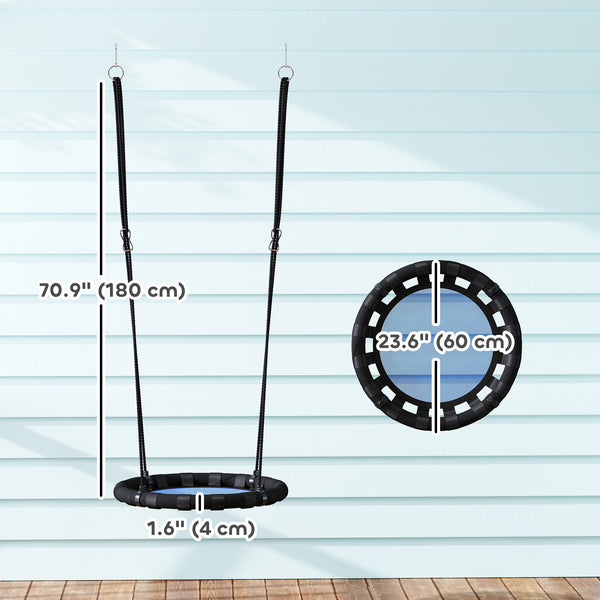 Children's swing with adjustable suspension ropes, blue