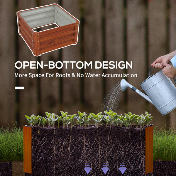 Raised vegetable garden with galvanized steel frame, dark brown wood look