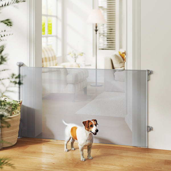 Retractable extendable barrier, grey