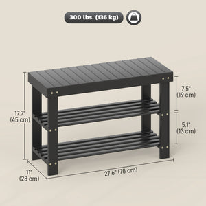 Bamboo shoe storage bench, black 