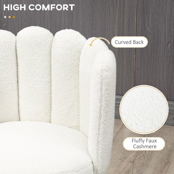 Set of 2 cashmere-look bar stools, cream white